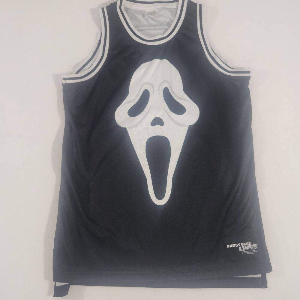 Ghostface Lives Scream Jersey Mens Small Black Tank Top Basketball Halloween